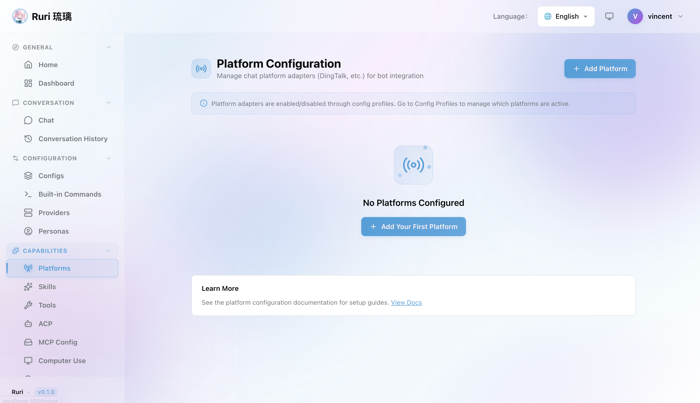 Platforms Page